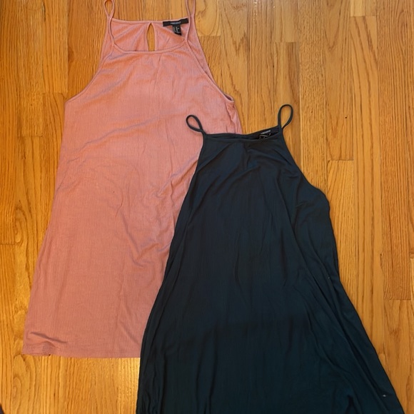BUNDLE DEAL - Two Forever 21 Jersey Knit Mini Dresses (Pink and Hunter Green) - Picture 1 of 15